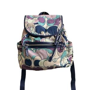 Coach Kyra Scarf Print Multi-Colored Backpack w/Signature “C” Print